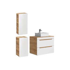 Vente-unique Badmöbel-Set Aruba Naturfarben Hell  Weiß 80 cm