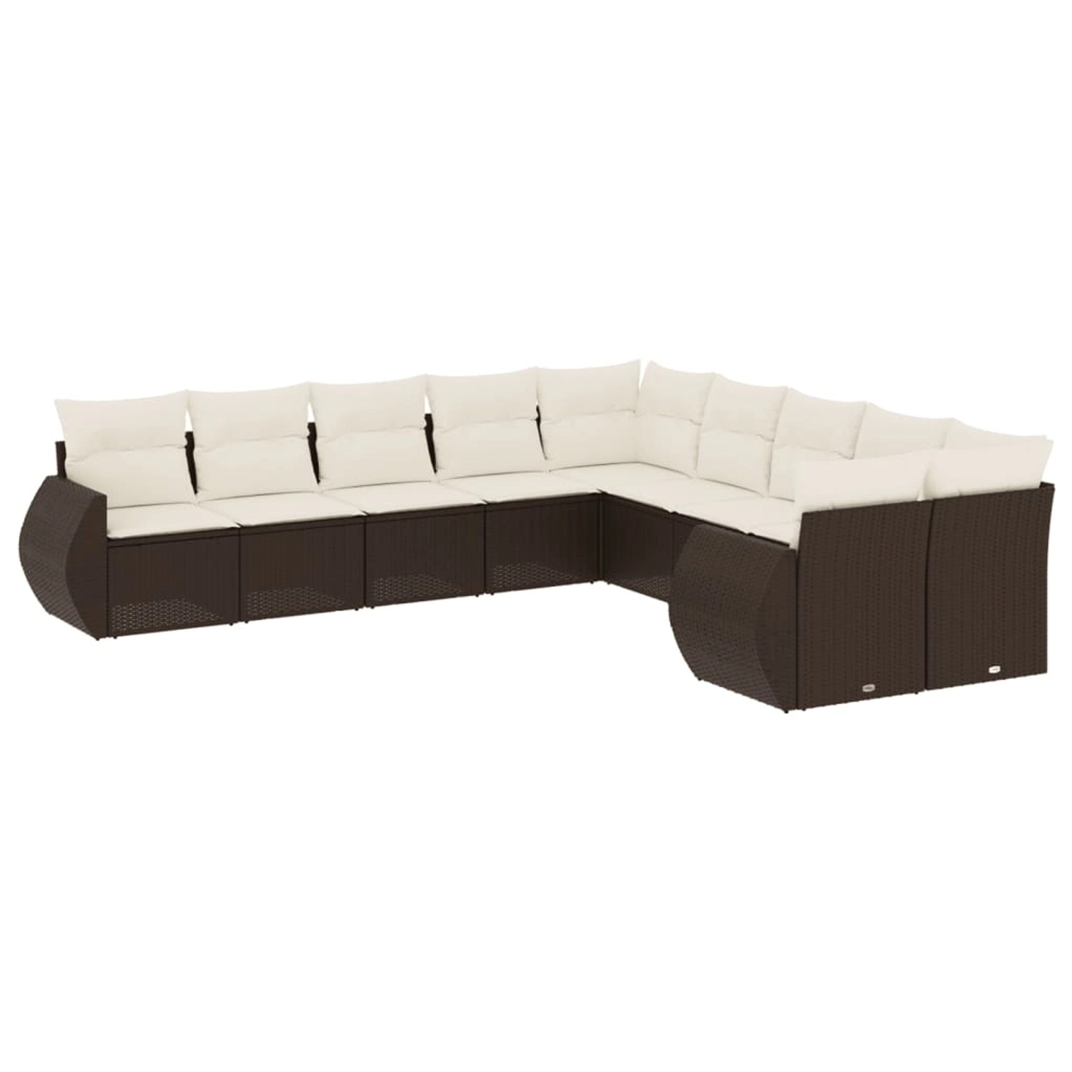 vidaXL 10-Tlg Garten-Sofagarnitur mit Kissen Braun Poly Rattan 3254250 günstig online kaufen