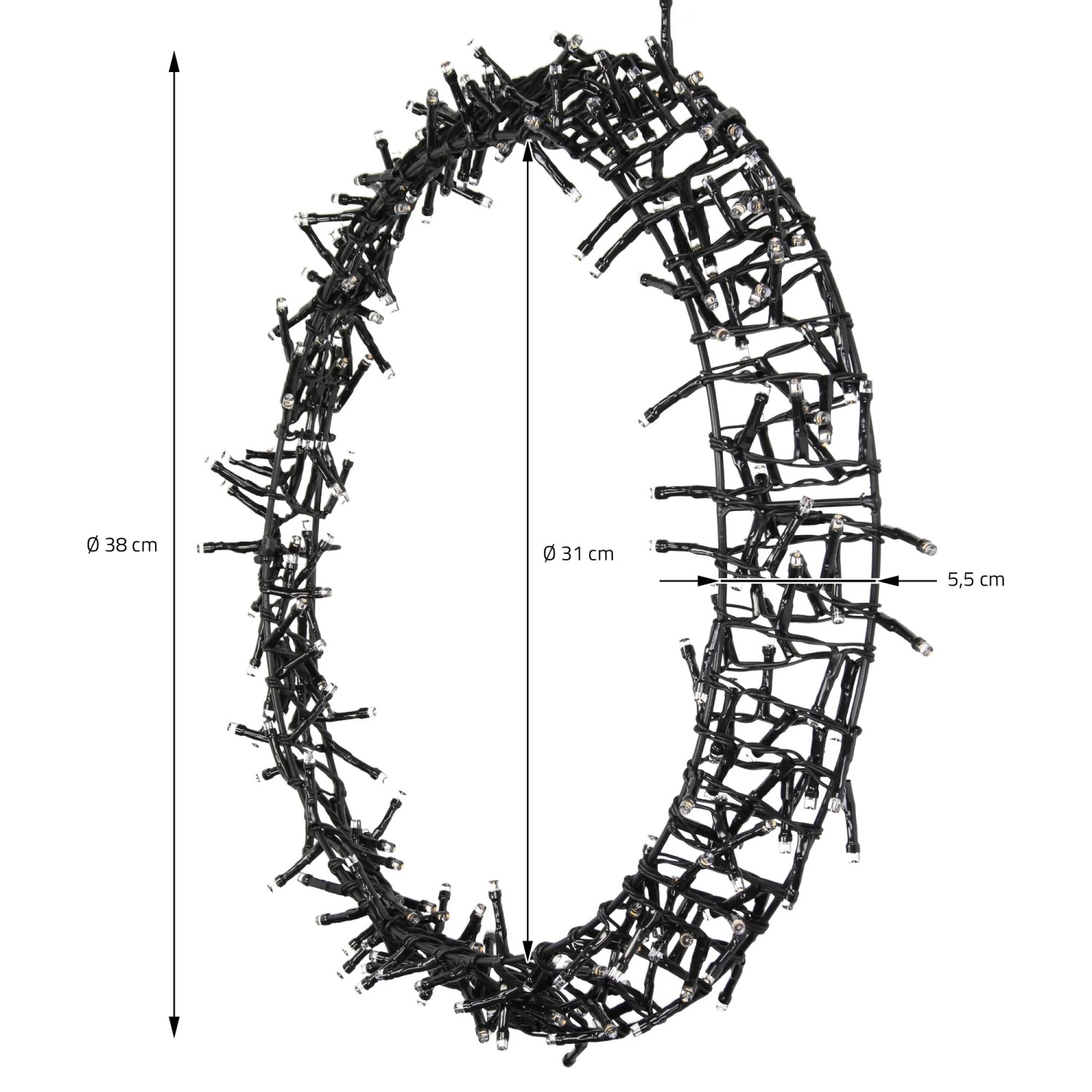 ECD Germany Lichterkranz, 38cm, warmweiße LEDs, IP44, für festliche Deko im Innen- und Außenbereich.