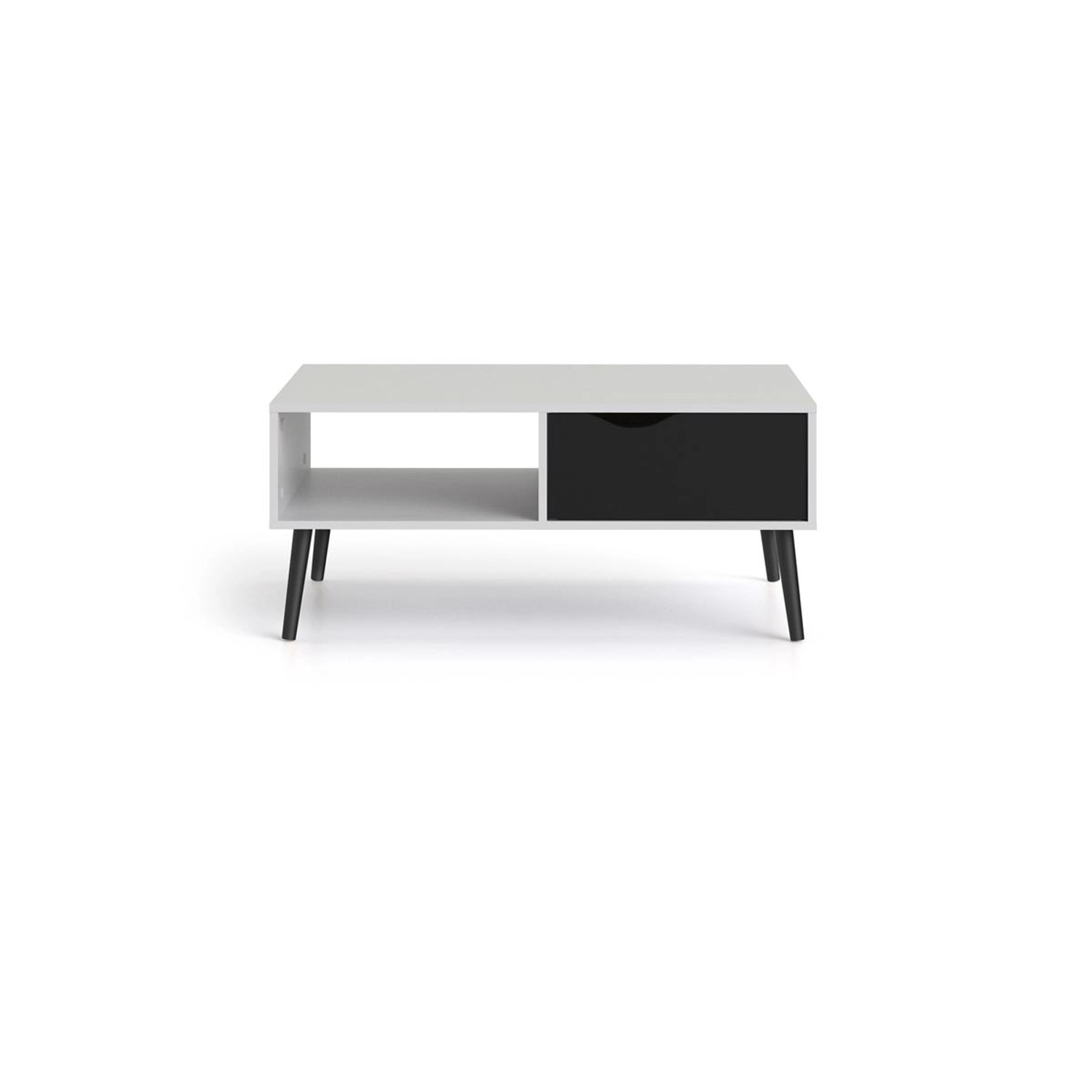 ebuy24 Napoli Couchtisch mit 1 Schublade und 1 Ablage in Weiß und Matt Schw günstig online kaufen