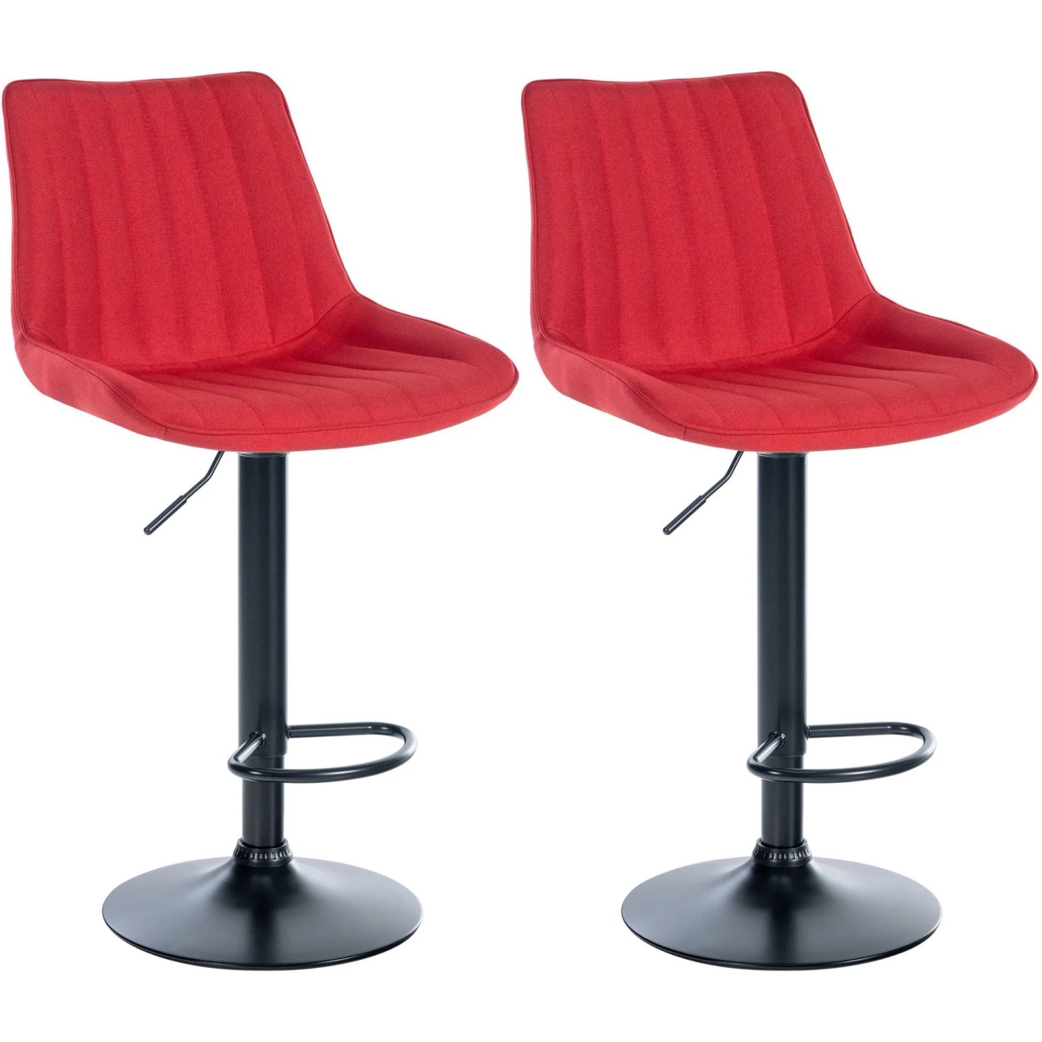 CLP 2er Set Barhocker Toni Stoff Metall Matt Schwarz/Rot