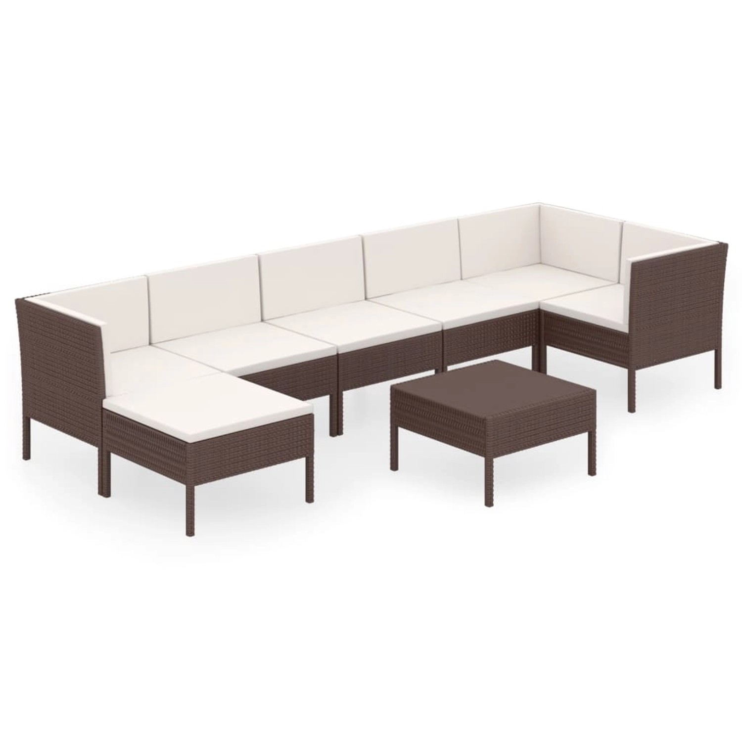 vidaXL 8-tlg Garten-Lounge-Set mit Auflagen Poly Rattan Braun Modell 21