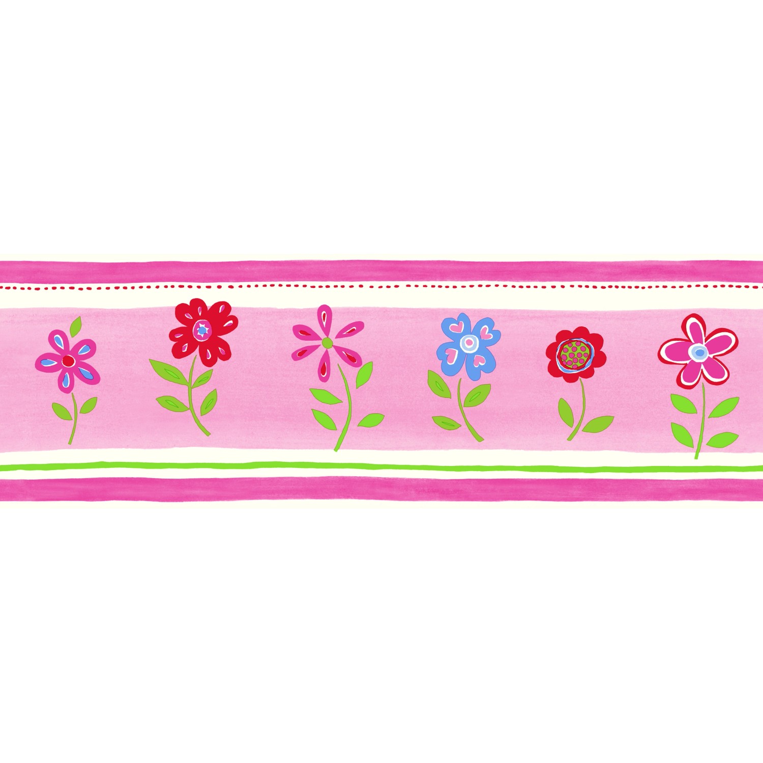 ESTAhome Tapetenbordüre Blumen Rosa 17,06 cm x 5 m 177303