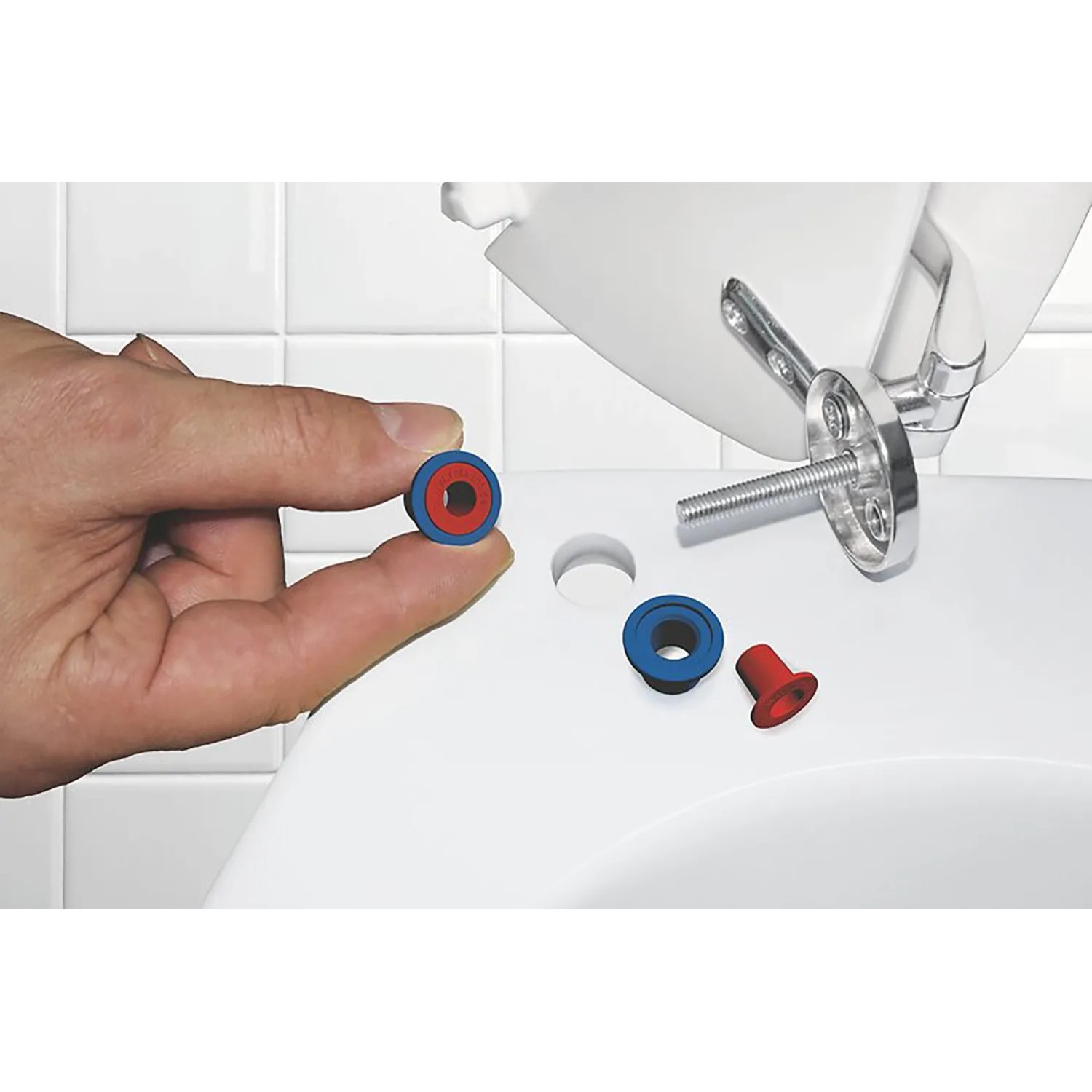 baliv WC-Sitz-Stopp 2er-Set für rutschfeste Montage von Toilettensitzen.