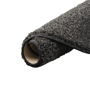 Gerollter, runder, anthrazitfarbener Hochflor-Teppich Milano (100x100cm) von Snapstyle.