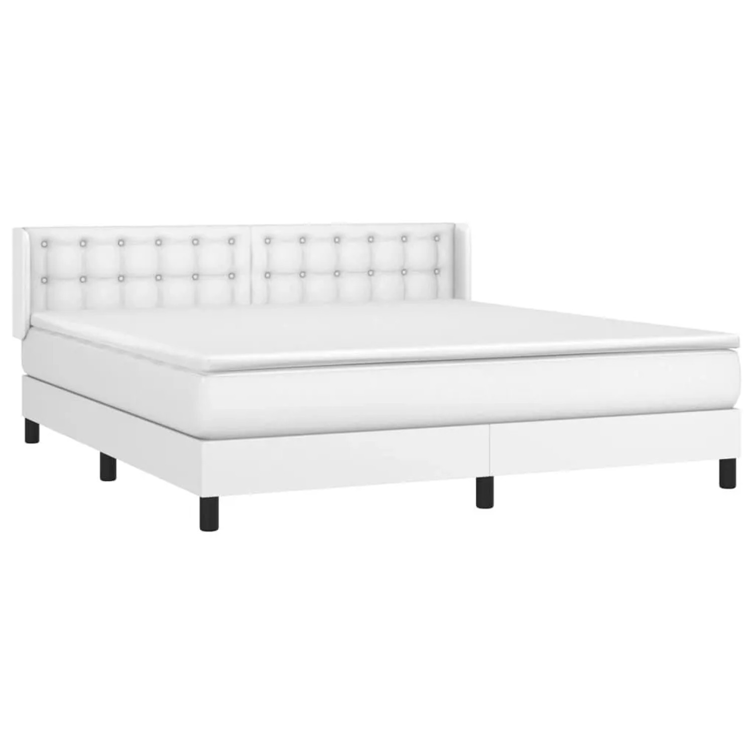 vidaXL Boxspringbett mit Matratze Weiß 160x200 cm Kunstleder 3130788 günstig online kaufen