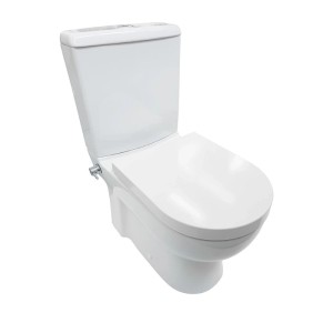 Belvit Stand-WC Dusch-WC Komplettset mit Spülkasten, Armatur und Softclose-Deckel.
