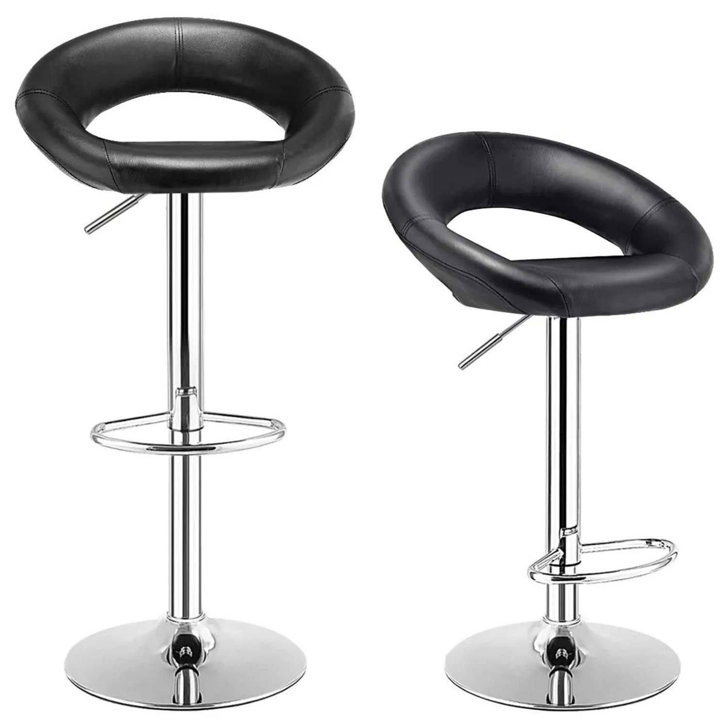 Costway Barhocker 2er Set mit Lehne und Fußstütze Sitzhöhe 77-98 cm günstig online kaufen