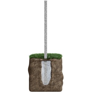 Feuerverzinkter Eleo Pfosten E für Zaun und Gartentore, einbetoniert im Boden.