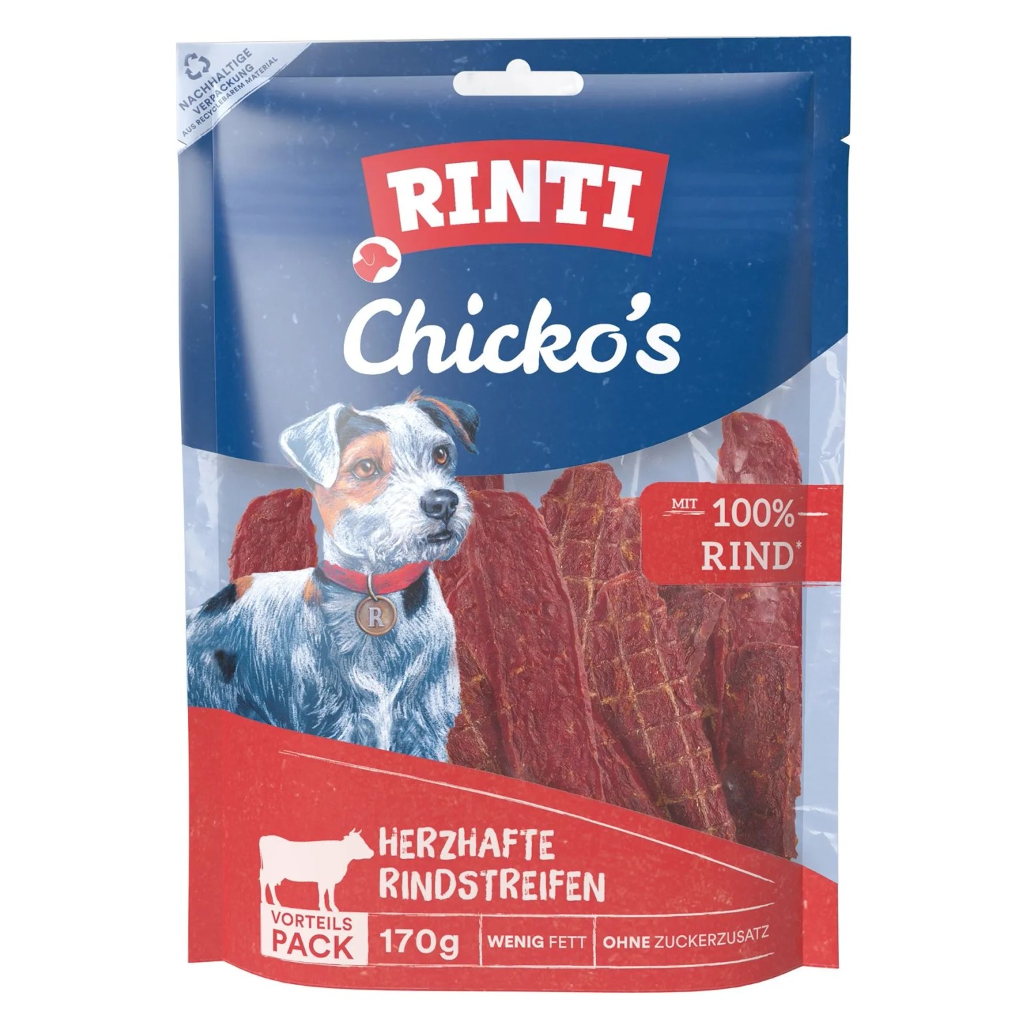 Rinti Hunde-Natursnacks Chicko Rindstreifen 170 g