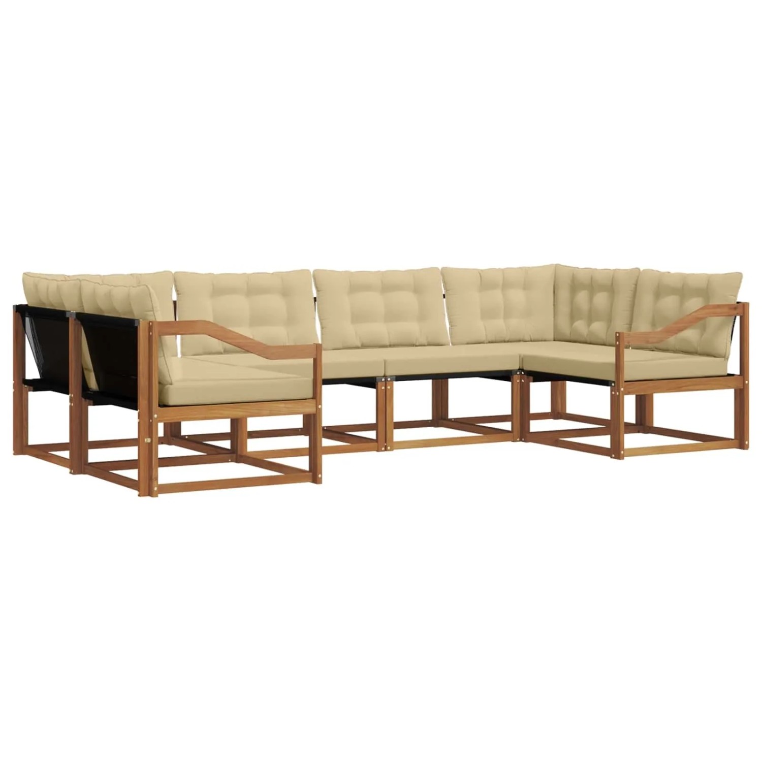 vidaXL Outdoor-Sofagarnitur mit Kissen 6-Tlg Natur und Beige 3369804