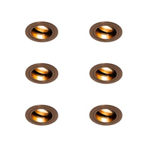 QAZQA Set mit 6 Einbaustrahlern Dunkelbronze Rund Verstellbar Chuck