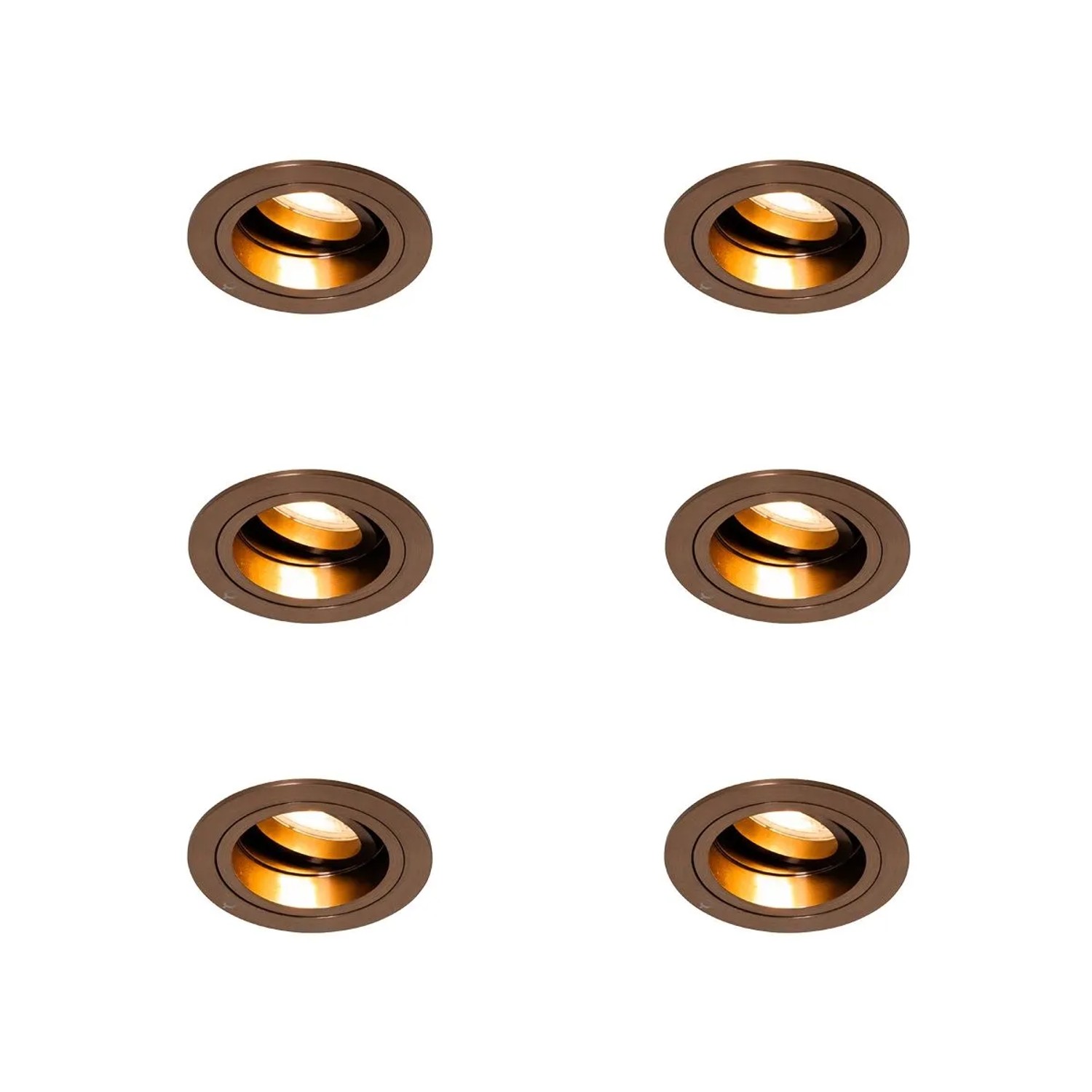 QAZQA Set mit 6 Einbaustrahlern Dunkelbronze Rund Verstellbar Chuck