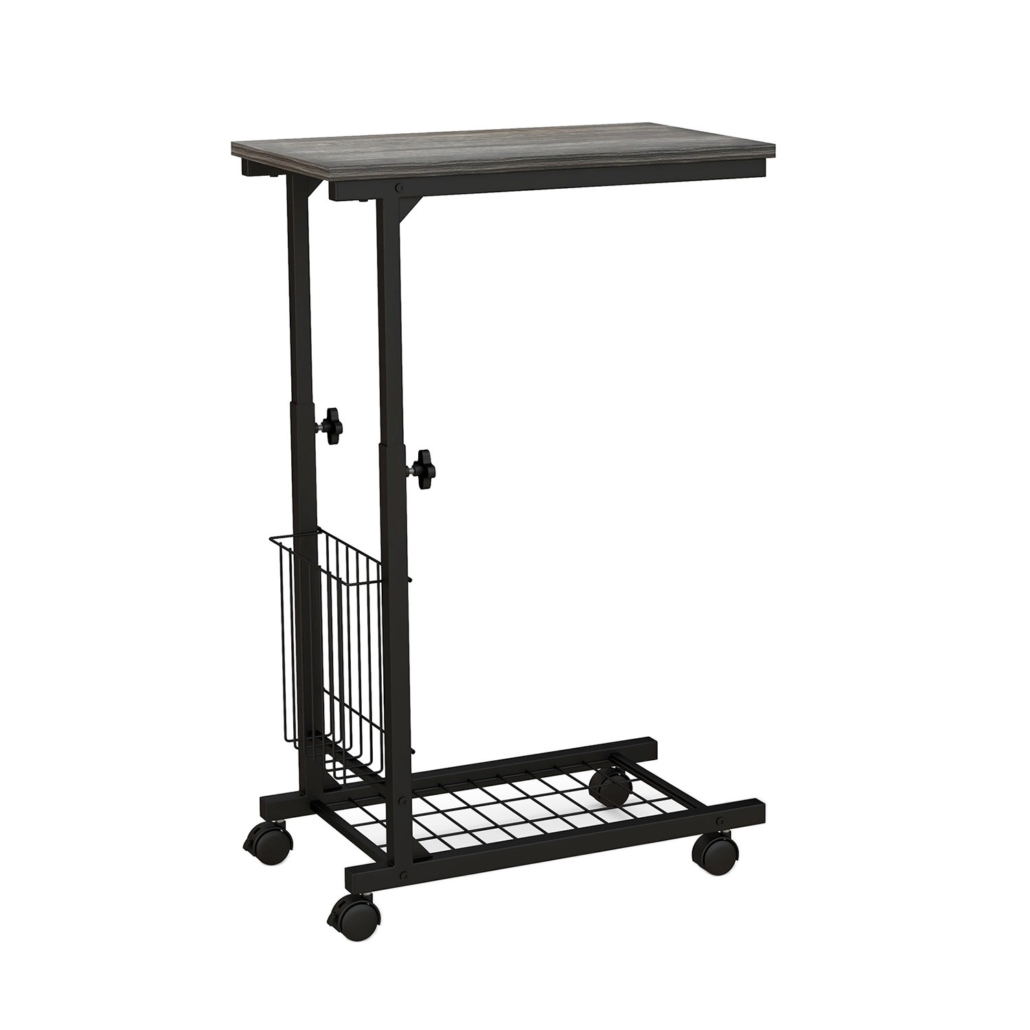 Costway Beistelltisch mit Rollen Laptoptisch Höhenverstellbar Grau günstig online kaufen