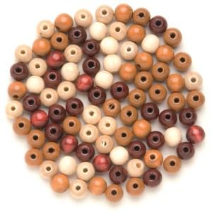 Holzperlen Ø 15mm, 14 Stück im Braun-Mix, FSC®-zertifiziert für Schmuckbasteln.