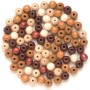 Holzperlen Ø 15mm, 14 Stück im Braun-Mix, FSC®-zertifiziert für Schmuckbasteln.