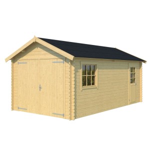 Lasita Garage Dillon, 300x540 cm, unbehandelt. Holzgarage mit Tor, Fenster und Seitentür.