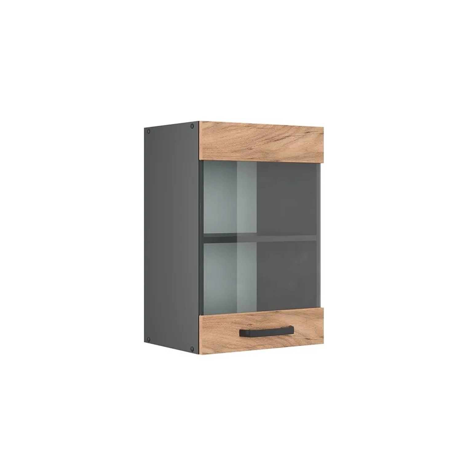 Vicco Küchenglasschrank R-Line Glashängeschrank Goldkraft Eiche Anthrazit 40 cm