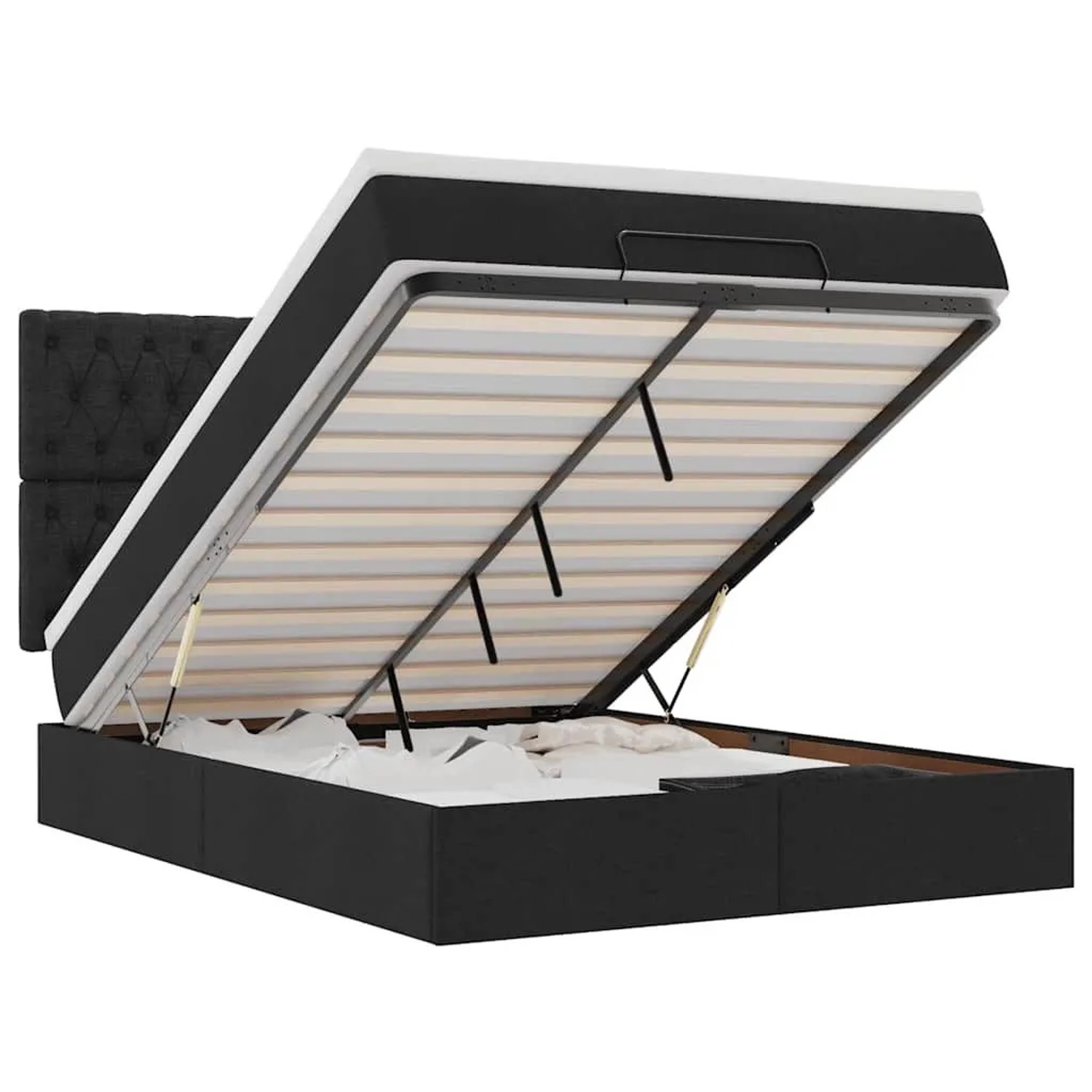 vidaXL Ottoman-Bett mit Matratze & LEDs Schwarz 140x190 cm Stoff 3314088