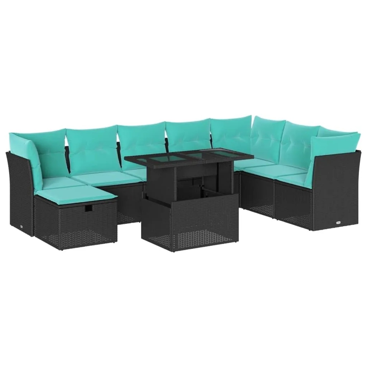 vidaXL 9-Tlg Gartensofa-Set mit Kissen Schwarz Polyrattan 3274707 günstig online kaufen