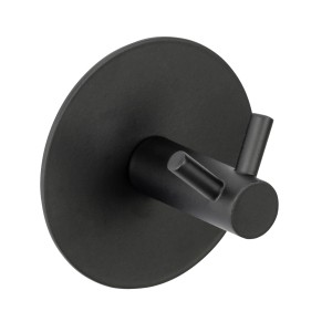 Schwarzer Schöner Wohnen Wandhaken Duo Meleto aus Edelstahl für Bad-Utensilien.