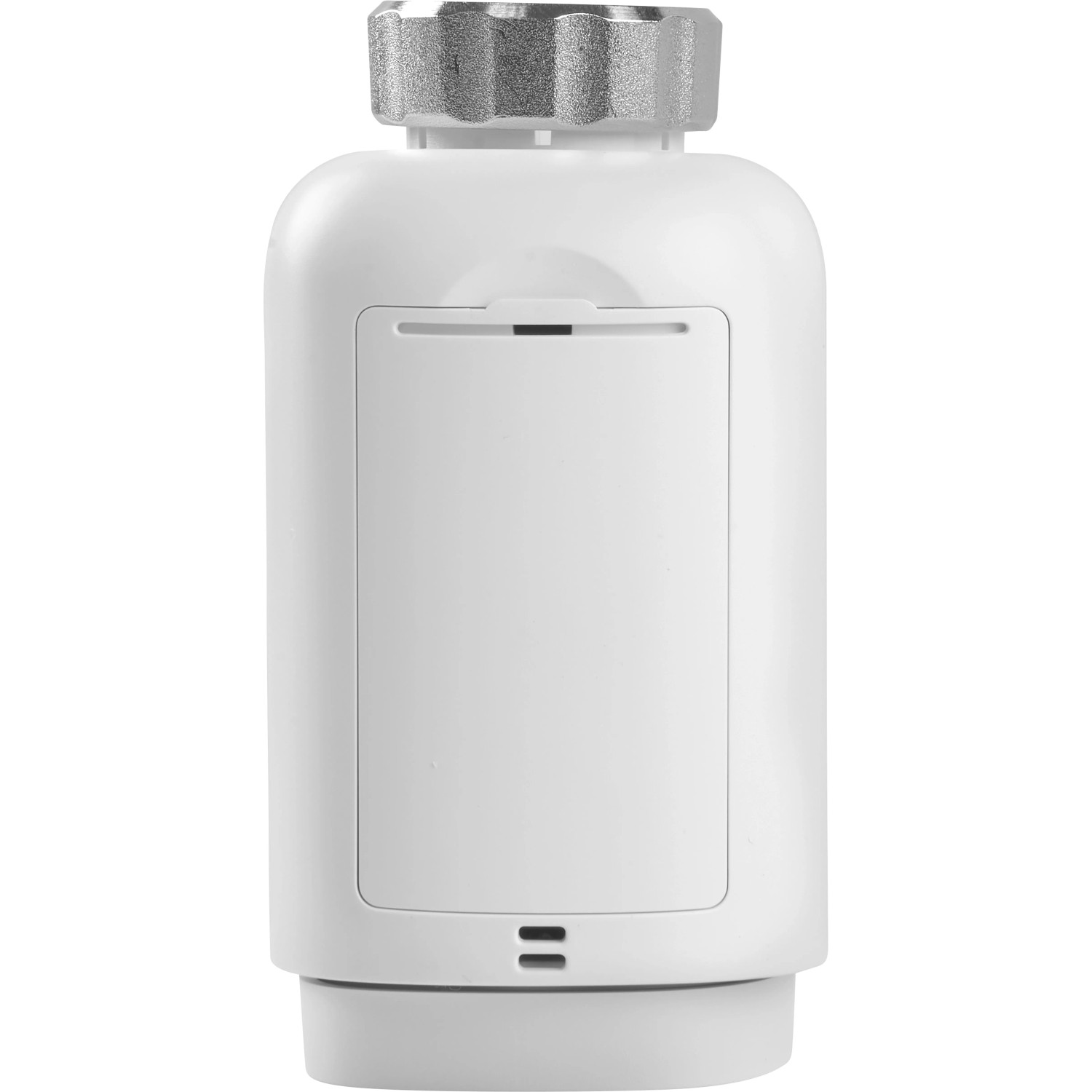Elektrisches Thermostatventil HeimSync Bluetooth in Weiß, Detailansicht.