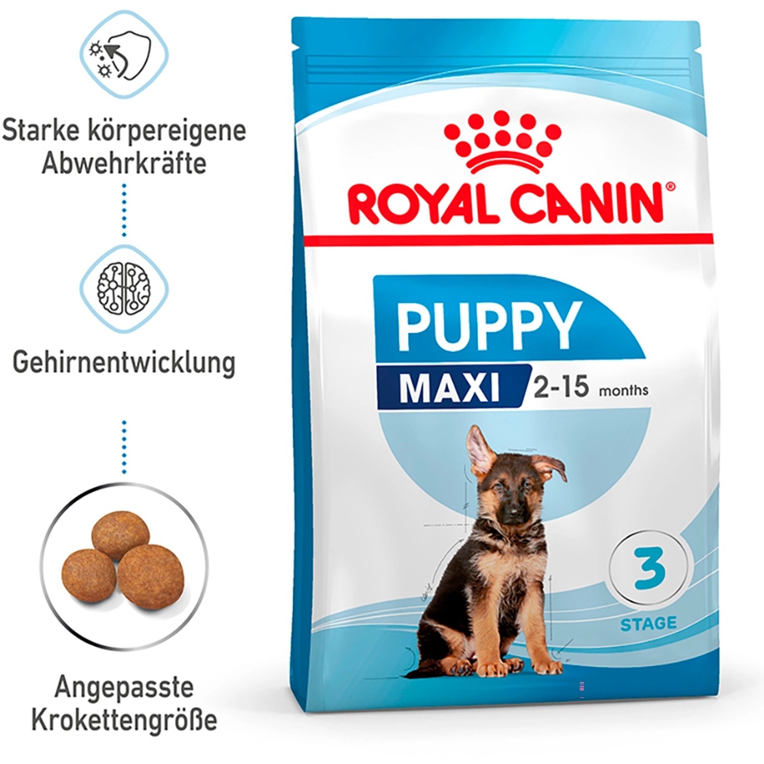Royal Canin Maxi Puppy Trockenfutter 4kg für Welpen großer Rassen.