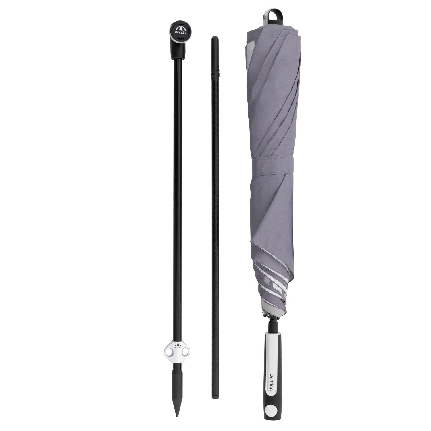 Doppler Marktschirm Expert, Ø 156 cm, Anthrazit, mit Knickfunktion, zerlegt.