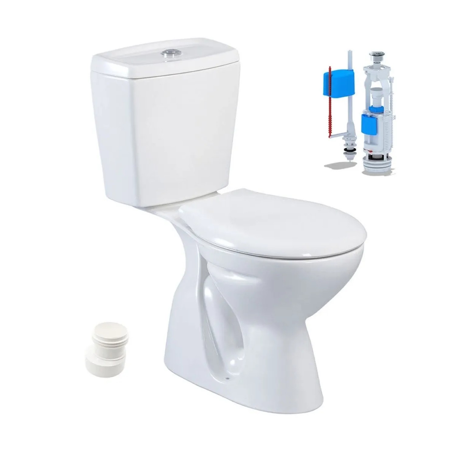 Belvit Stand-WC Dusch-WC mit Taharet-/Bidetfunktion und Senkrechtem Bodenabgang inkl. Keramik-Spülkasten und Softclose WC-Sitz