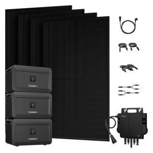 Growatt Balkonkraftwerk-Set mit Speicher, Solarmodulen und Wechselrichter.