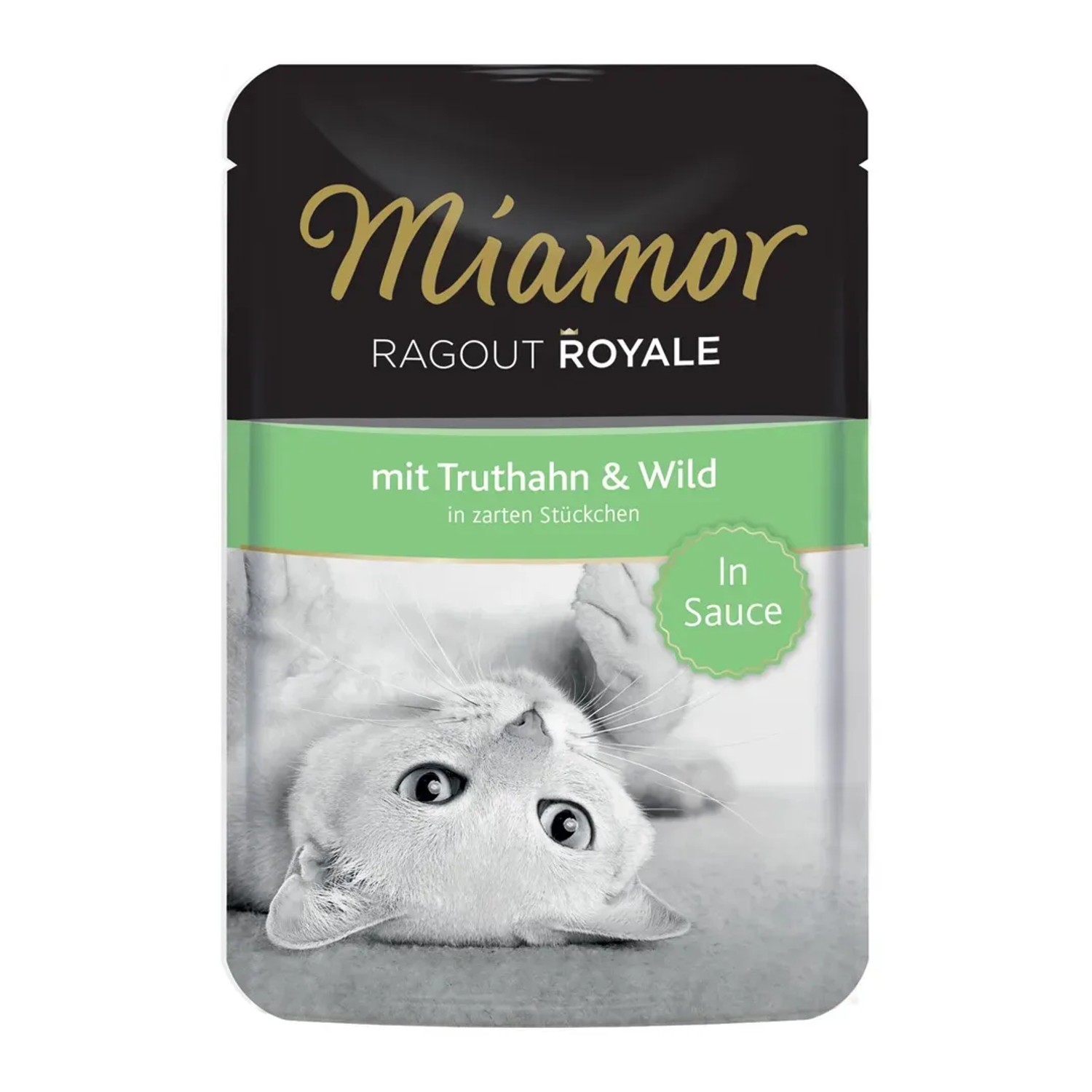 Miamor Ragout Royale Truthahn & Wild, Katzen-Nassfutter in Sauce, 100g Packung.