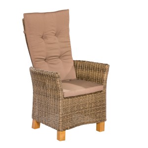 Merxx Toskana Hochlehner 2er-Set Gartenstuhl aus Kunststoffgeflecht und Akazie mit Auflagen.