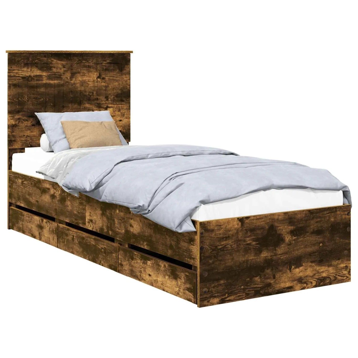 vidaXL Bettrahmen Geräucherte Eiche 75 x 190 cm Ingenieurs Holz 3411170
