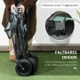 Zusammengeklappter grauer Outsunny Gartenwagen aus Stahl mit Tragetasche im Kofferraum.