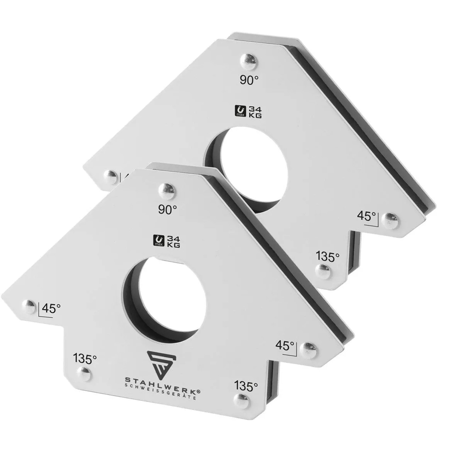STAHLWERK Magnet-Schweißwinkel 45 x 90 x 135 Grad 34 kg / 75,bs 2er Set