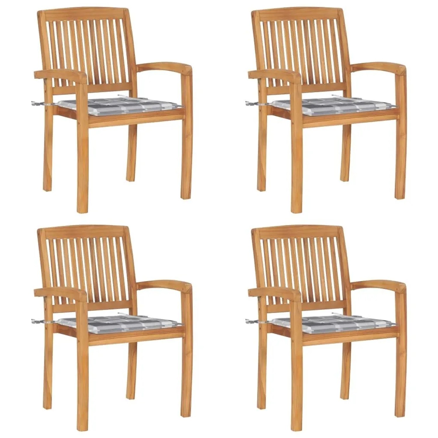 vidaXL Stapelbare Gartenstühle mit Kissen 4 Stk Massivholz Teak 3073224 günstig online kaufen