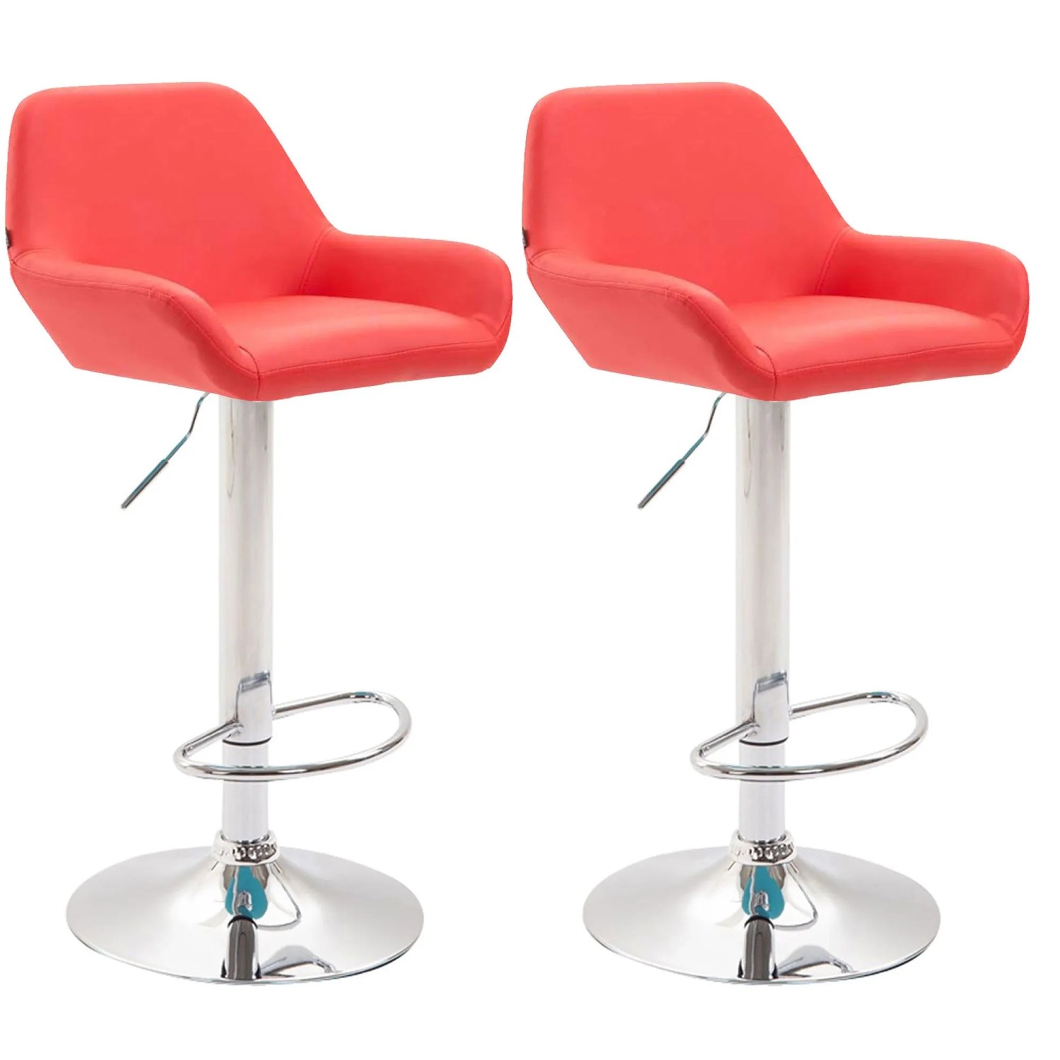 CLP 2er Set Barhocker Braga Kunstleder Rot/Chrom