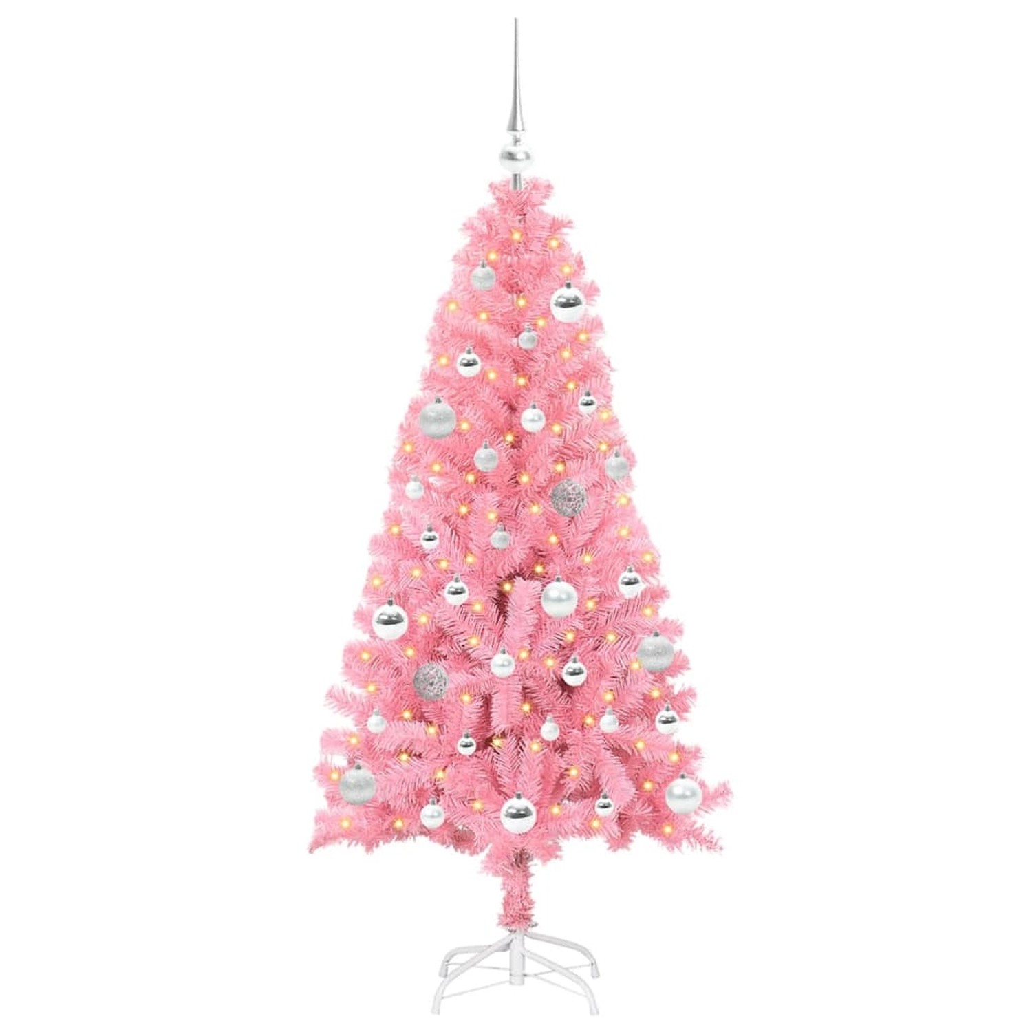 vidaXL Weihnachtsbaum mit 150 LEDs mit Ständer Rosa 150 cm PVC 3396421