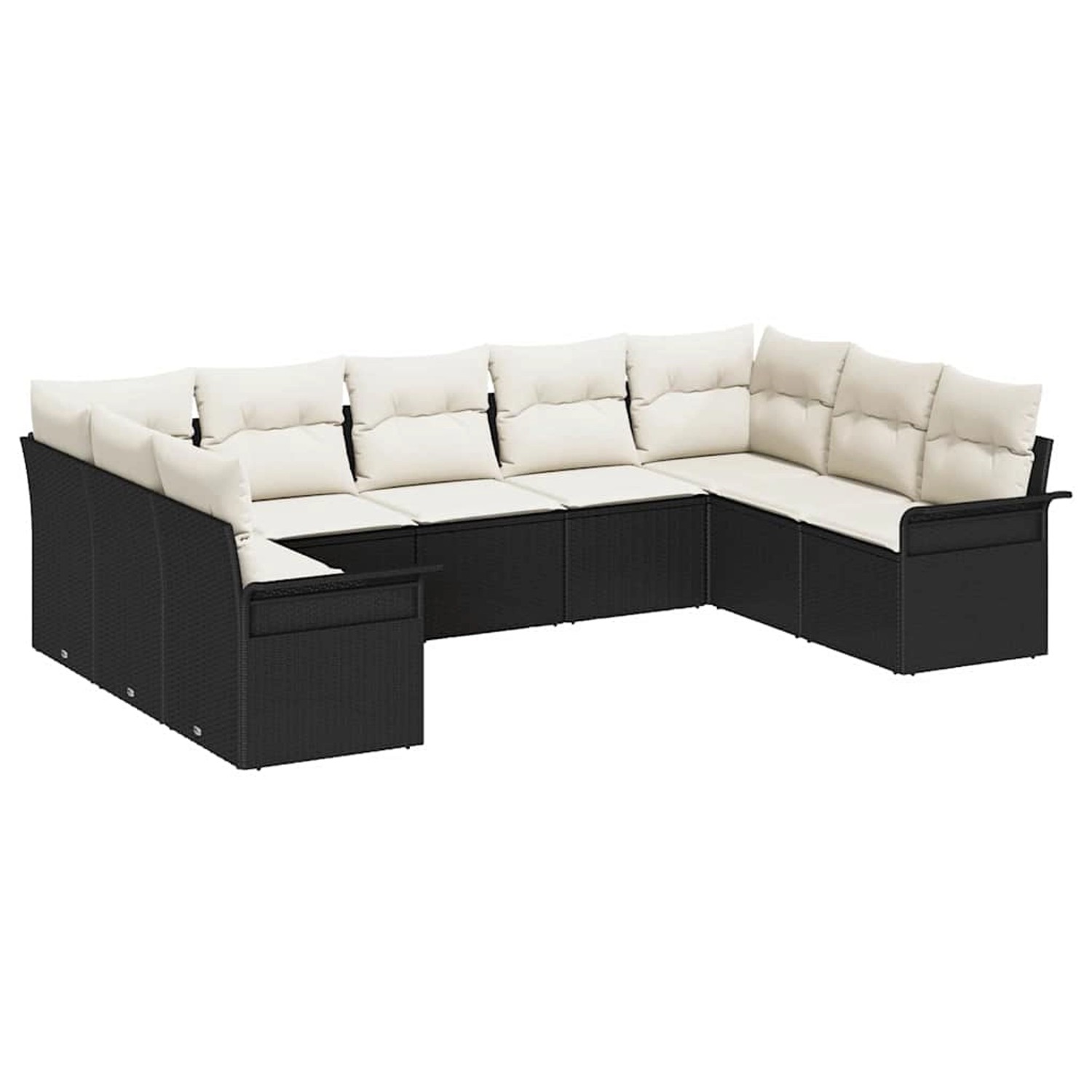 vidaXL Garten-Sofa-Set mit Kissen 9-Tlg Schwarz Poly Rattan 3354186 günstig online kaufen