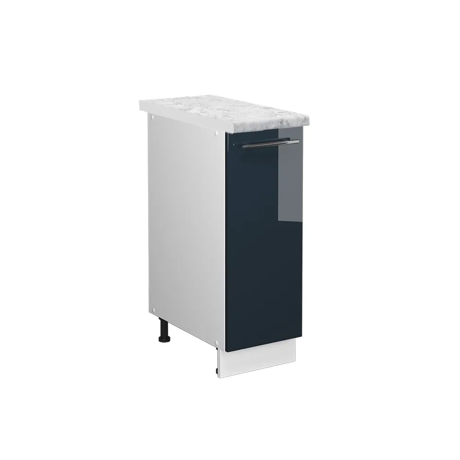 Vicco Apothekerschrank Fame-Line DunkelBlau Hochglanz Weiß 30 cm AP Marmor