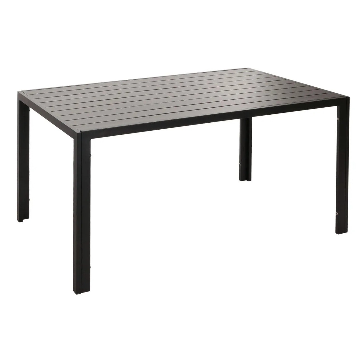 Rechteckiger MCW Alu-Esstisch N40 in Anthrazit, 140x80cm, mit Lattenplatte und stabilen Beinen für Garten.