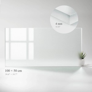 Rechteckige, matte Tulup Glasplatte 100x50 cm für Tische, als Ersatzplatte oder Möbelbauplatte.