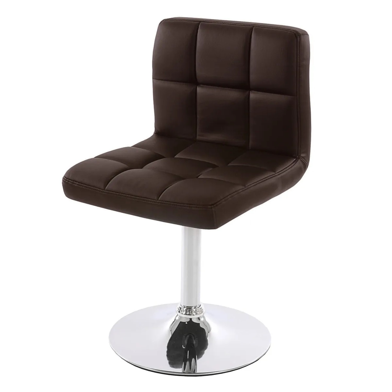 Brauner MCW Esszimmerstuhl Cadiz mit Kunstlederbezug und verchromtem Gestell.