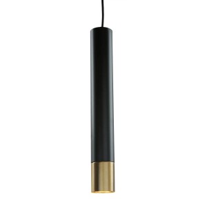 Licht-Erlebnisse Pendelleuchte Metall Schmal GU10 Ø 8 cm In Schwarz Gold Höhenverstellbar