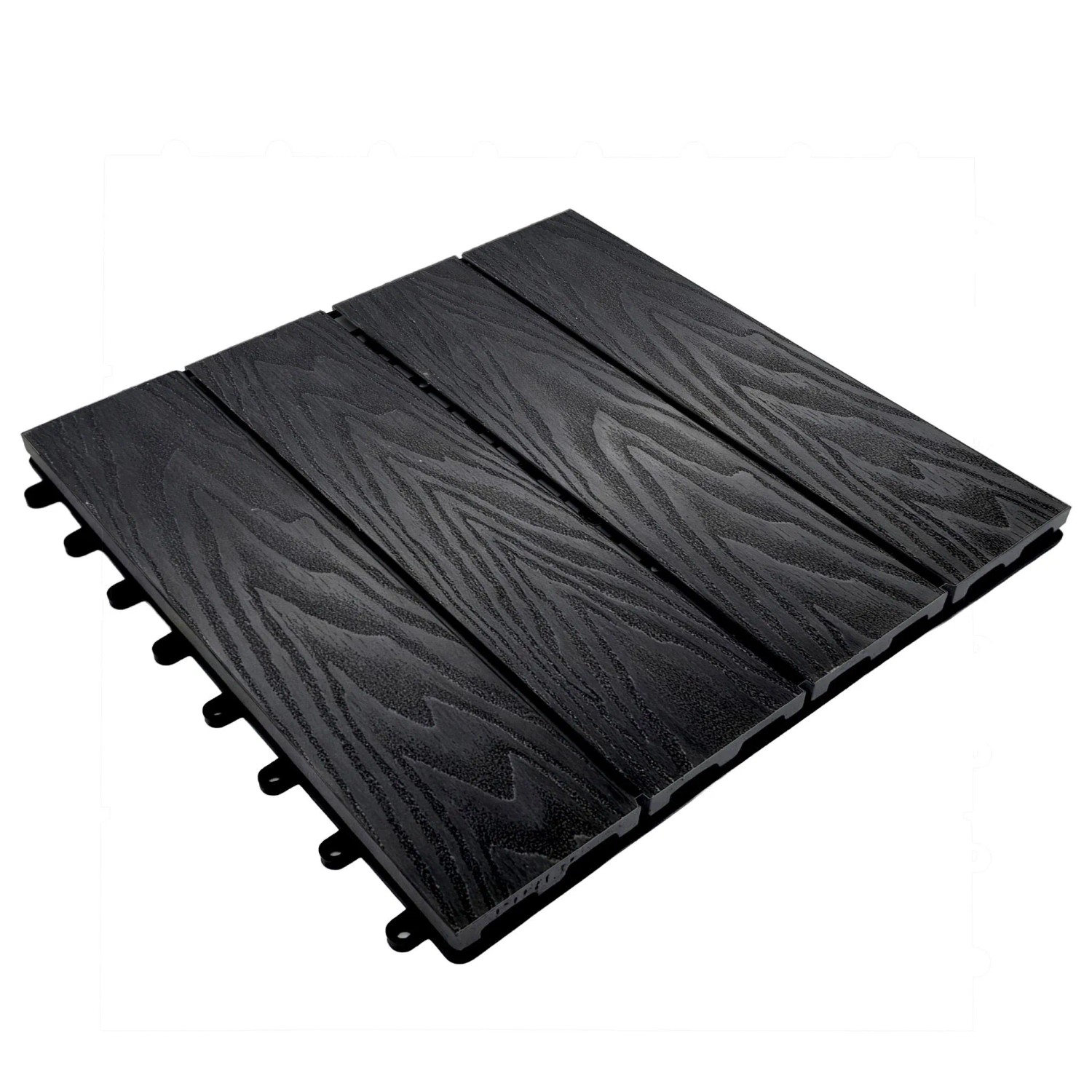 Floordirekt WPC Klickfliese Noble 3D Witterungsbeständige Terrassenfliese 30 x 30 cm Schwarz