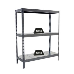 Graues PROREGAL Schwerlastregal Metal Yeti Three, 200x150x75 cm, Fachlast 400 kg.