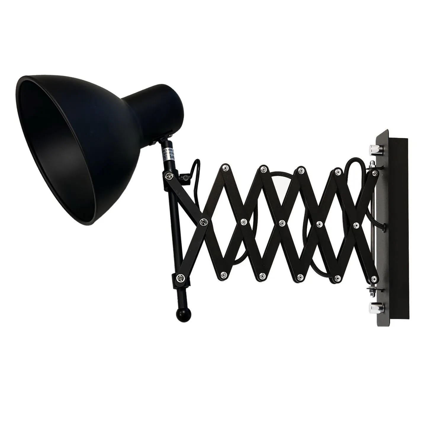 EASYLIGHT Wandleuchte Mit Auszug Metall E27 24 cm Hoch Schwarz Retro