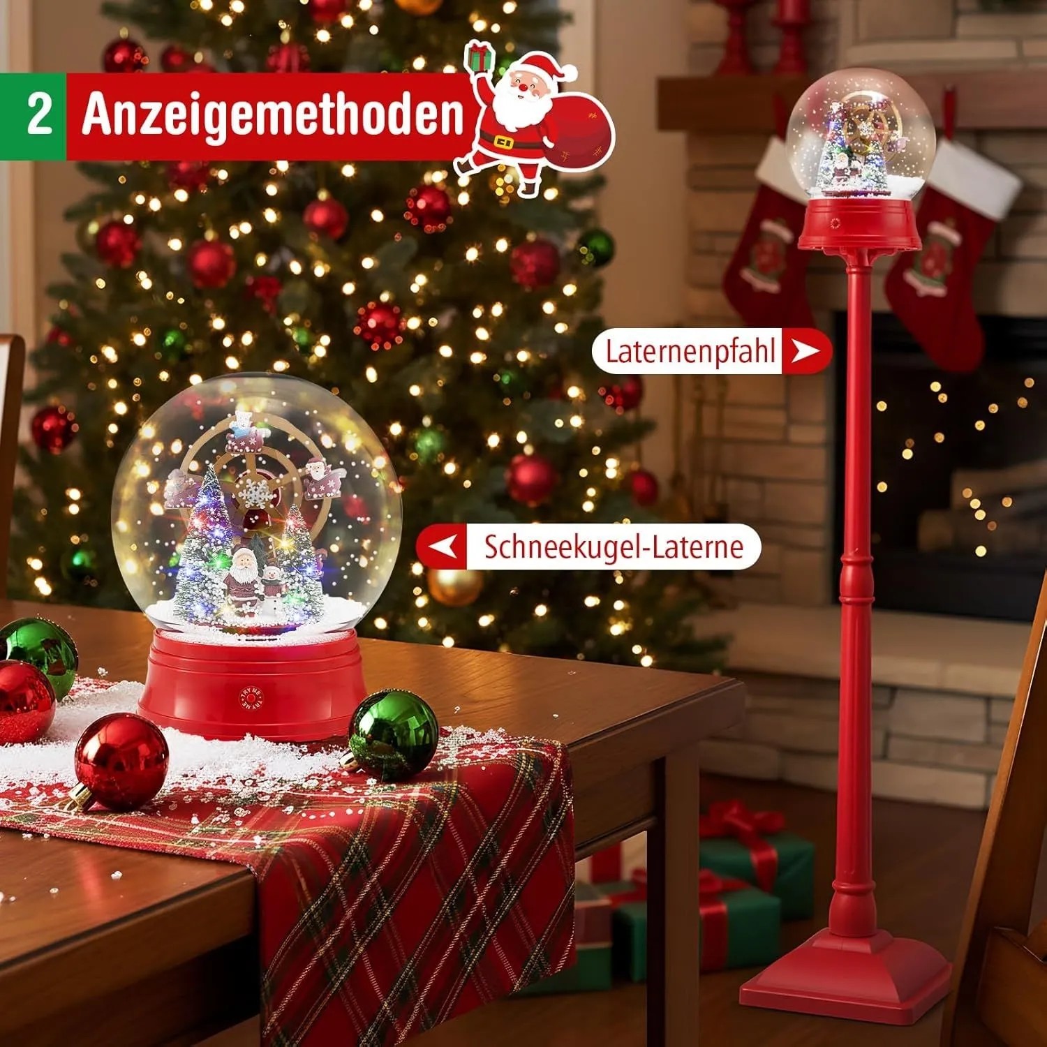 Costway Weihnachtslaterne Beleuchtet Weihnachtsdeko mit Musik 153cm_2