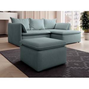 Vente-unique Sitzhocker Teodora blaugrün, 70 cm, quadratisch, Samt-Cord. Modernes Design.