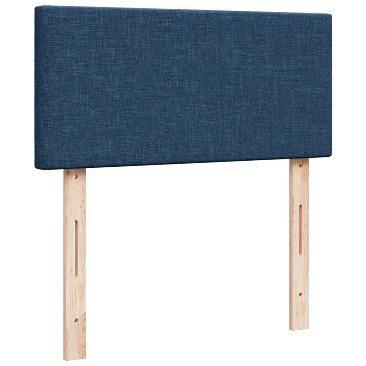 Blaues Boxspringbett Kopfteil mit Holzfüßen, Stoffbezug, vidaXL. Bett für erholsamen Schlaf.